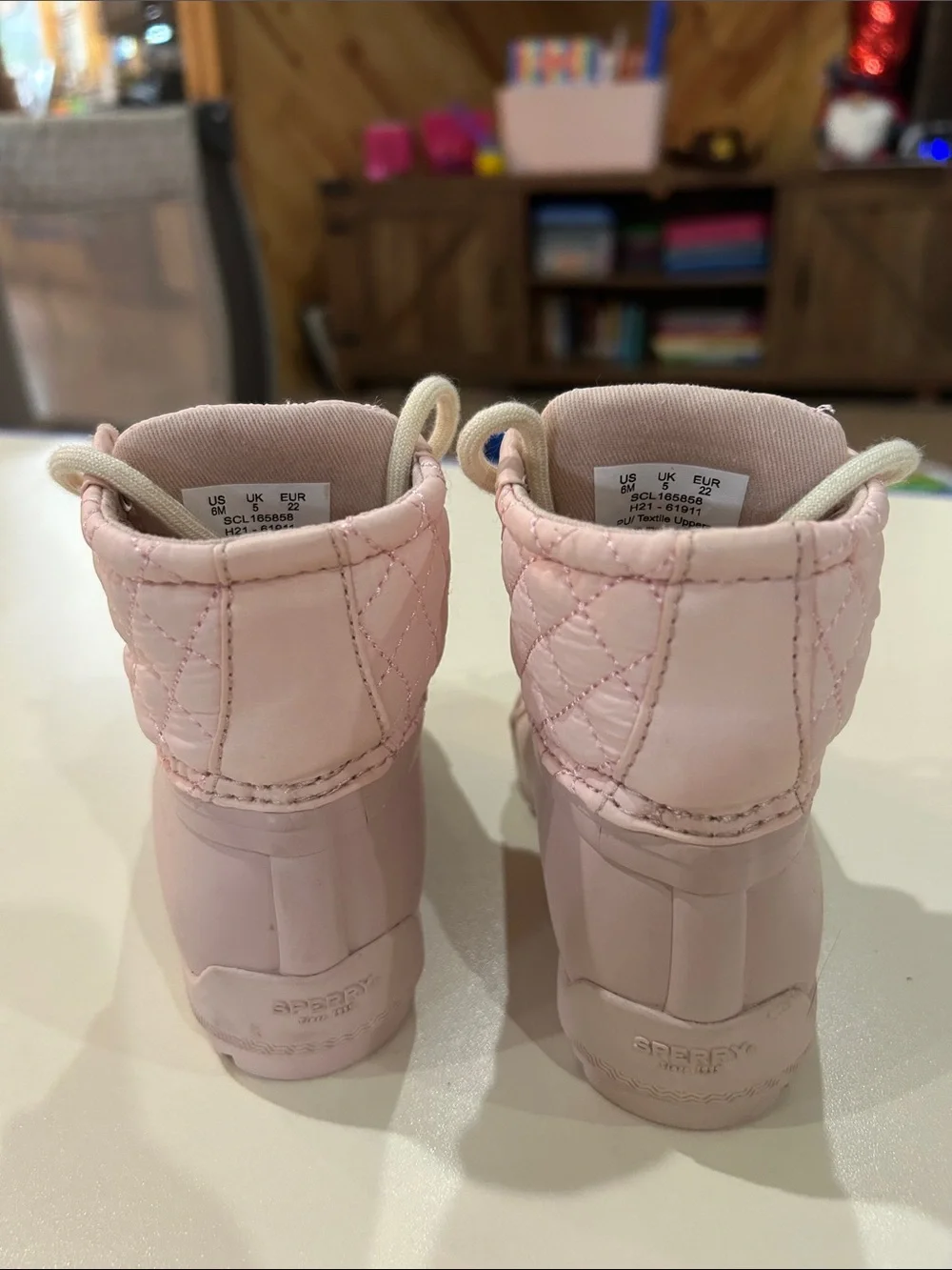 Sperry Kids Light Pink Quilted Duck Rain Boots